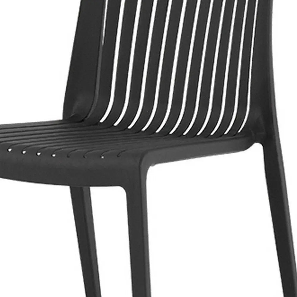 Set of Two Black Heavy Duty Plastic Outdoor Stacking Accent Chairs - NOBLE HOME INTERIORS
