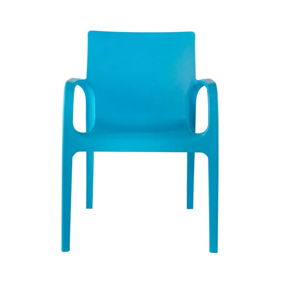 Set of Two Blue Heavy Duty Plastic Outdoor Stacking Dining Chairs - NOBLE HOME INTERIORS