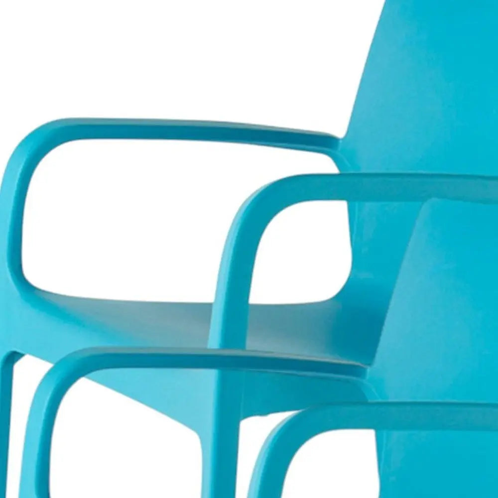 Set of Two Blue Heavy Duty Plastic Outdoor Stacking Dining Chairs - NOBLE HOME INTERIORS