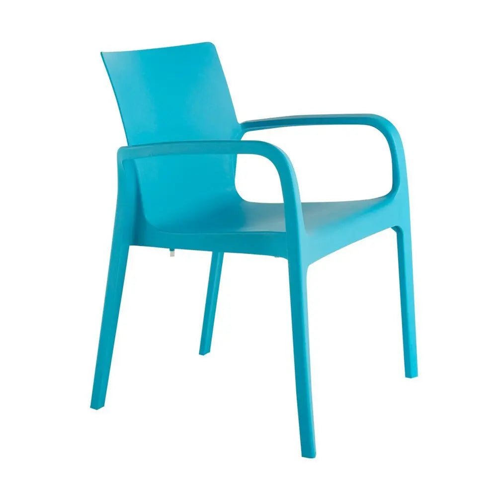 Set of Two Blue Heavy Duty Plastic Outdoor Stacking Dining Chairs - NOBLE HOME INTERIORS