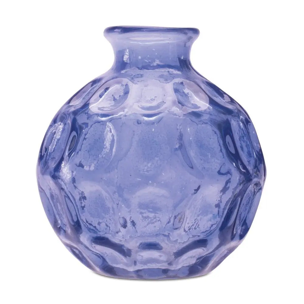 Set of Two Blue Round Glass Table Vase - NOBLE HOME INTERIORS
