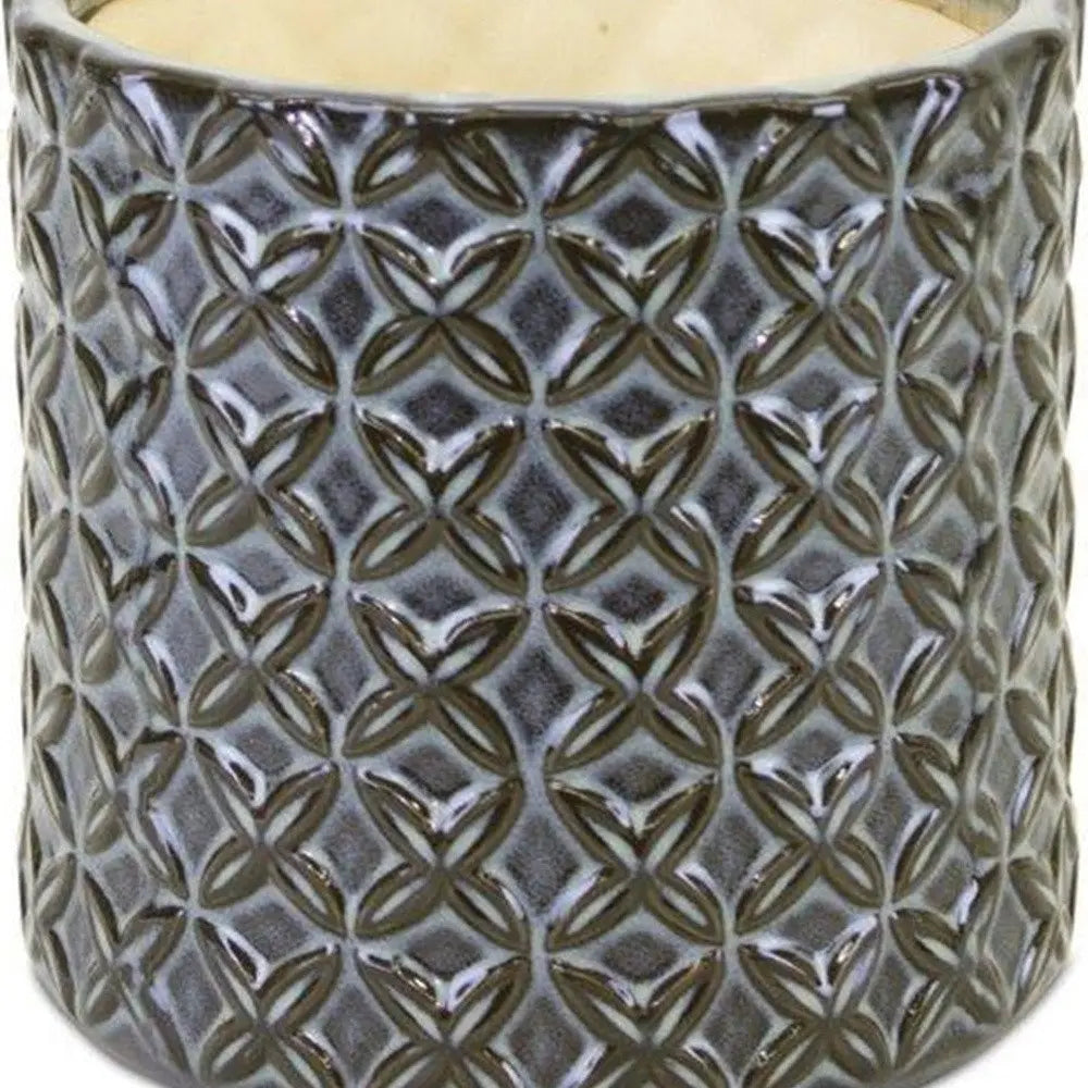 Set of Two Brown And Gray Clay 7 Ounce Geometric Round Pot Planters - NOBLE HOME INTERIORS