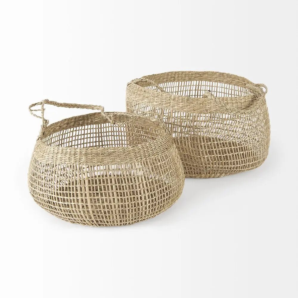 Set of Two Brown Wicker Basket - NOBLE HOME INTERIORS