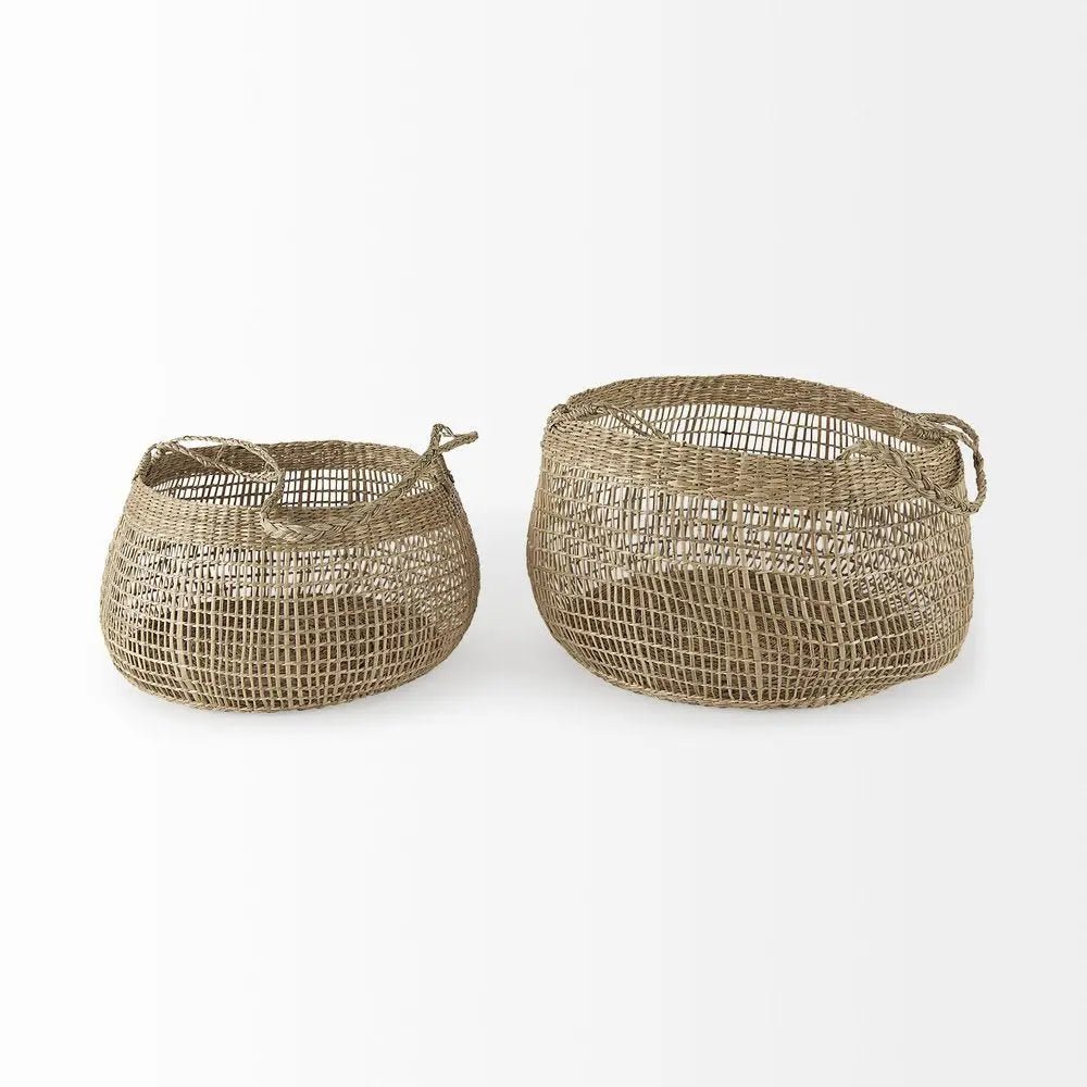 Set of Two Brown Wicker Basket - NOBLE HOME INTERIORS