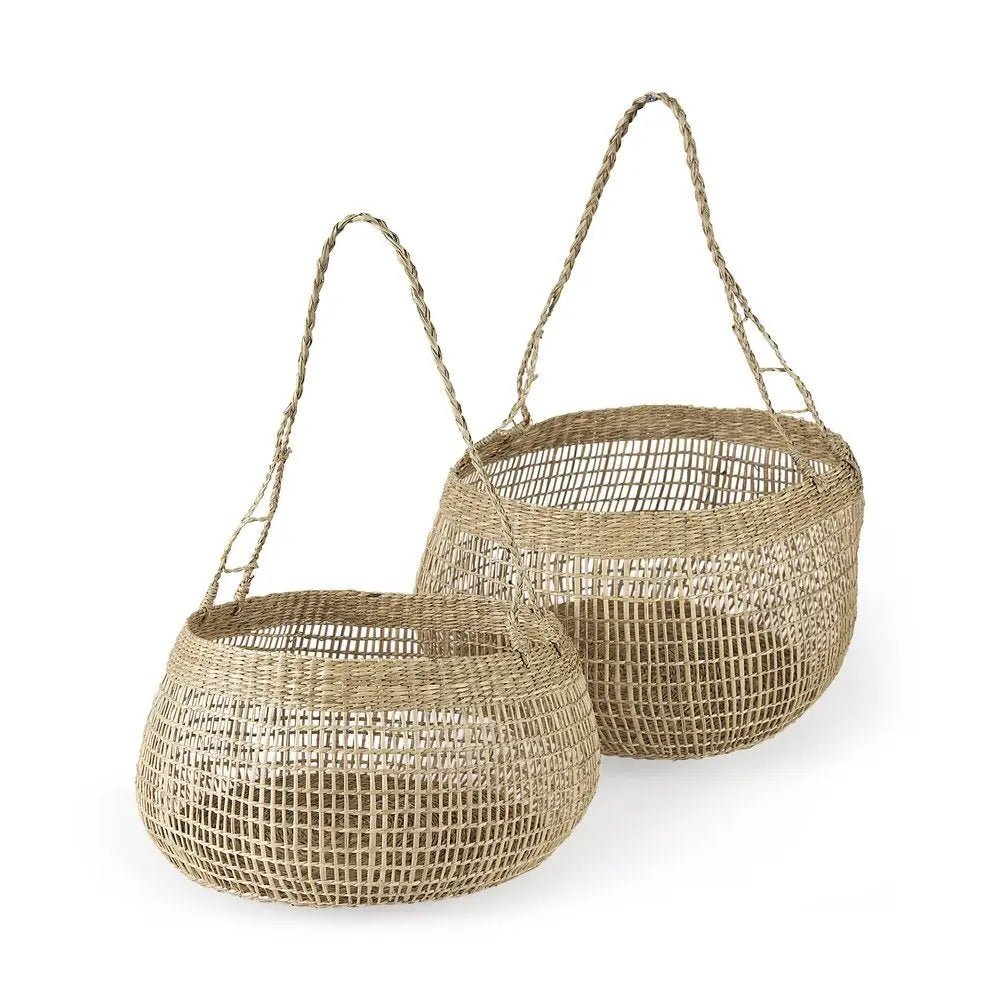 Set of Two Brown Wicker Basket - NOBLE HOME INTERIORS