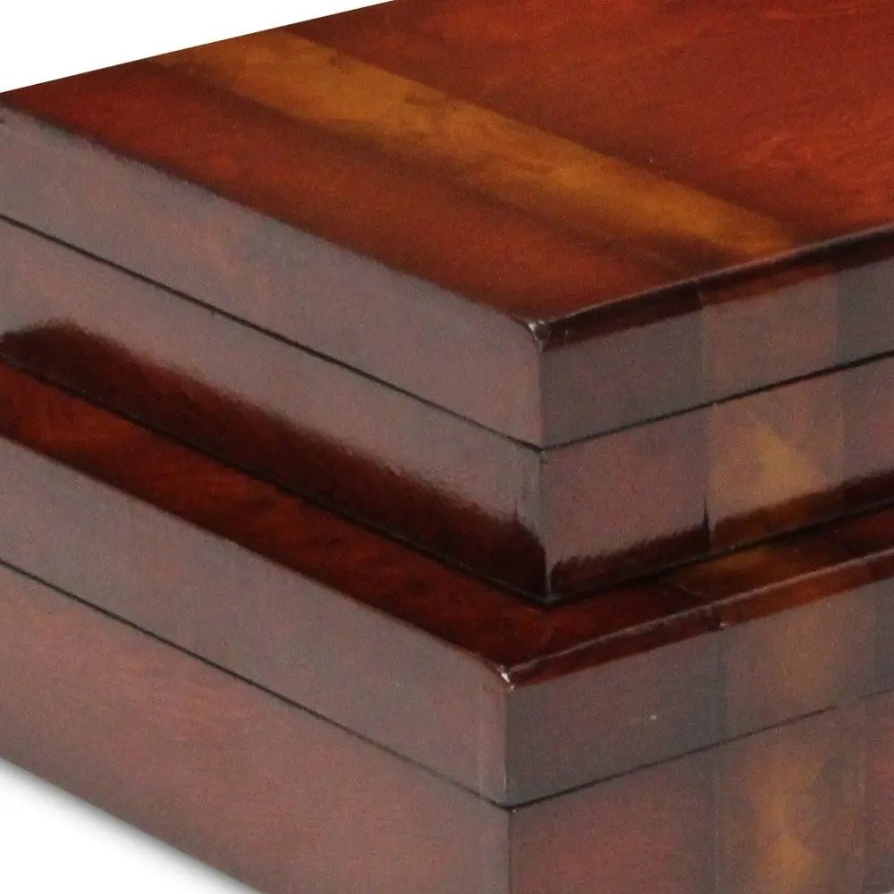 Set of Two Brown Wood Box With Lid - NOBLE HOME INTERIORS