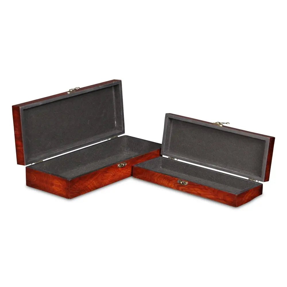 Set of Two Brown Wood Box With Lid - NOBLE HOME INTERIORS