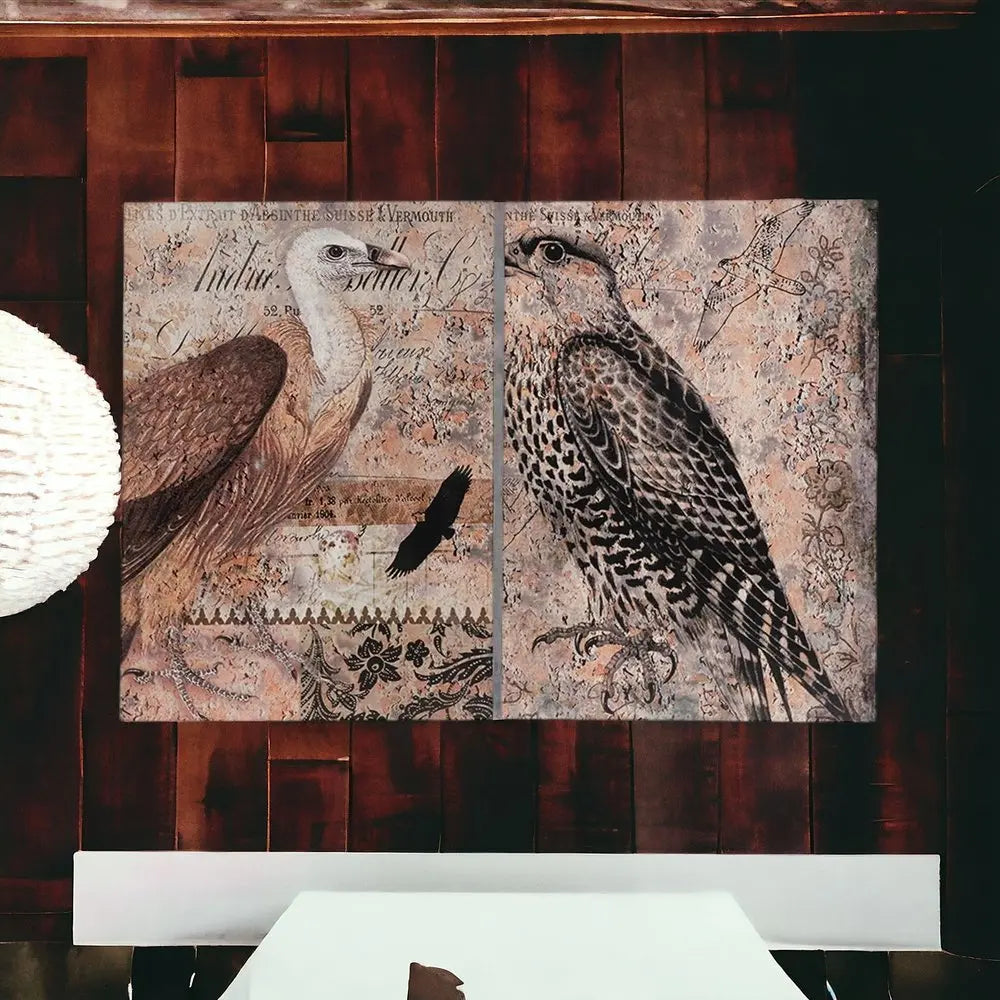 Set of Two Brown Wood Framed Art - NOBLE HOME INTERIORS