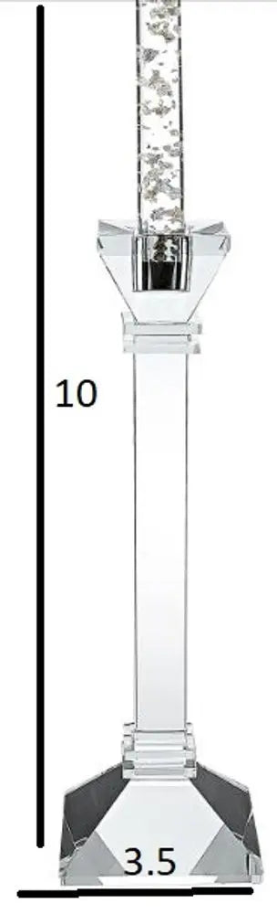 Set of Two Clear Crystal Tabletop Candle Holders - NOBLE HOME INTERIORS