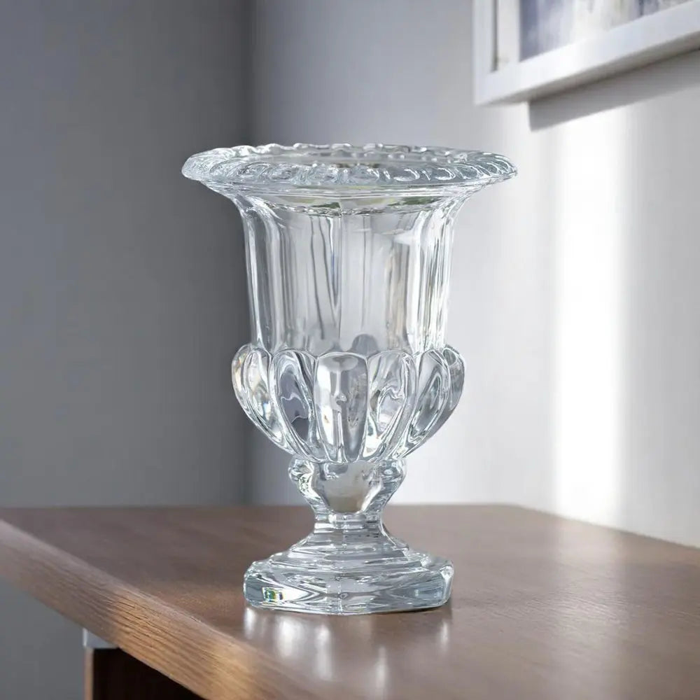 Set of Two Clear Glass Urn Table Vases - NOBLE HOME INTERIORS