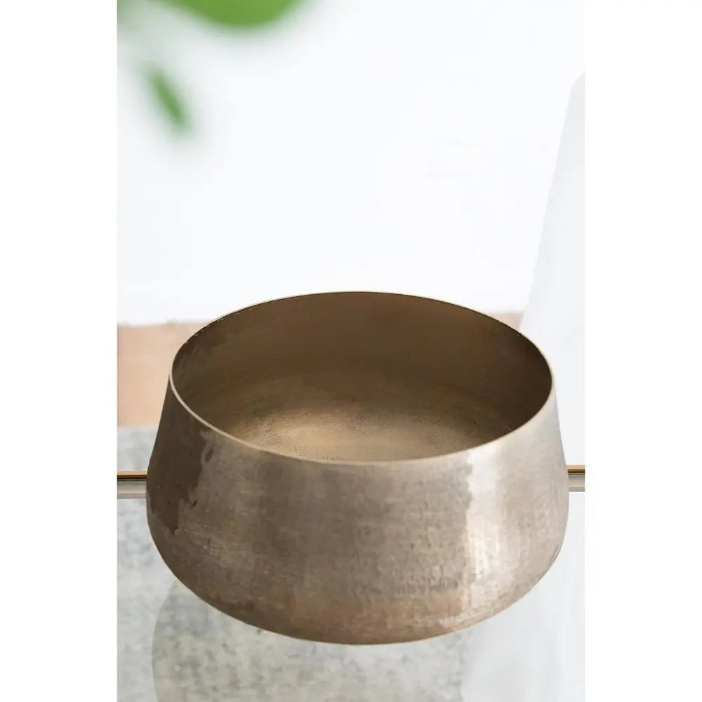 Set of Two Gold Aluminum Round Table Vases - NOBLE HOME INTERIORS