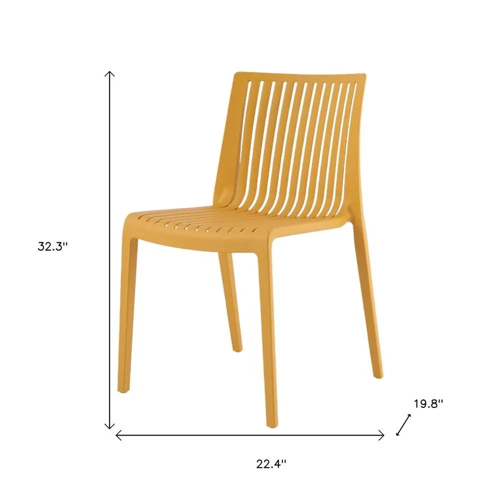 Set of Two Gold Heavy Duty Plastic Outdoor Stacking Accent Chairs - NOBLE HOME INTERIORS
