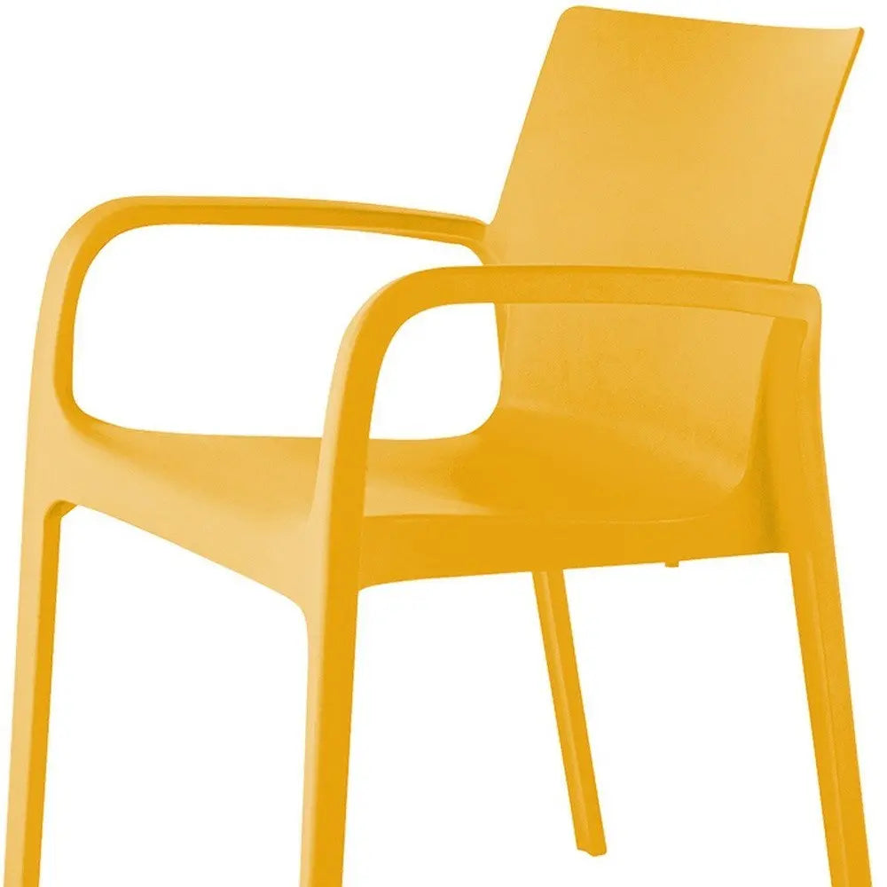Set of Two Gold Heavy Duty Plastic Outdoor Stacking Dining Chairs - NOBLE HOME INTERIORS