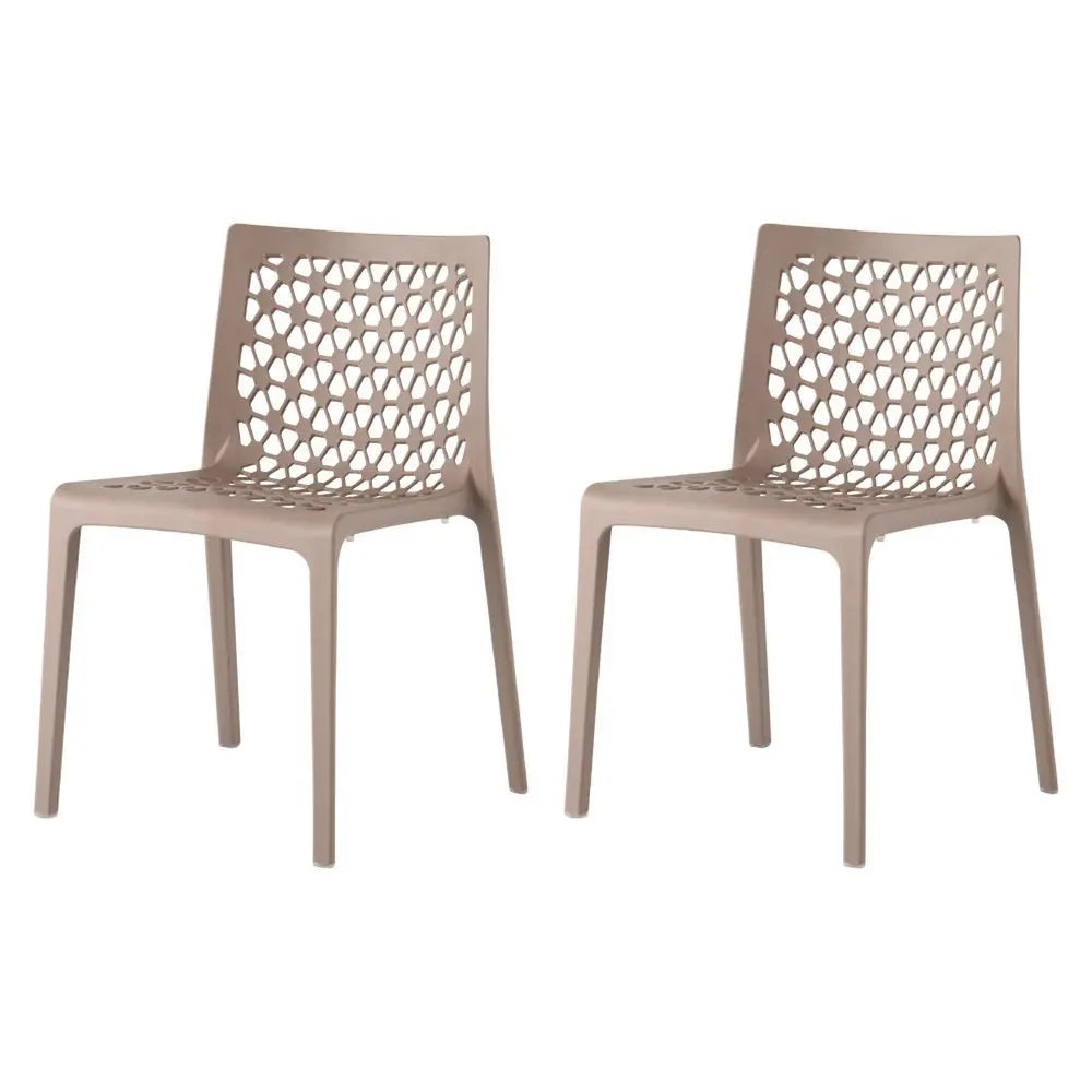 Set of Two Gray Heavy Duty Plastic Outdoor Stacking Dining Chairs - NOBLE HOME INTERIORS