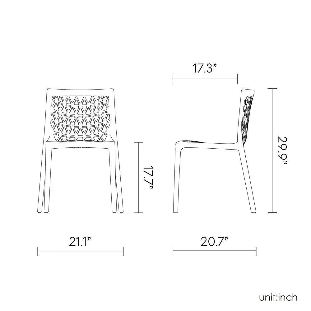 Set of Two Gray Heavy Duty Plastic Outdoor Stacking Dining Chairs - NOBLE HOME INTERIORS