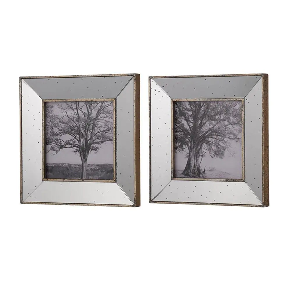 Set of Two Gray Square Framed Art - NOBLE HOME INTERIORS