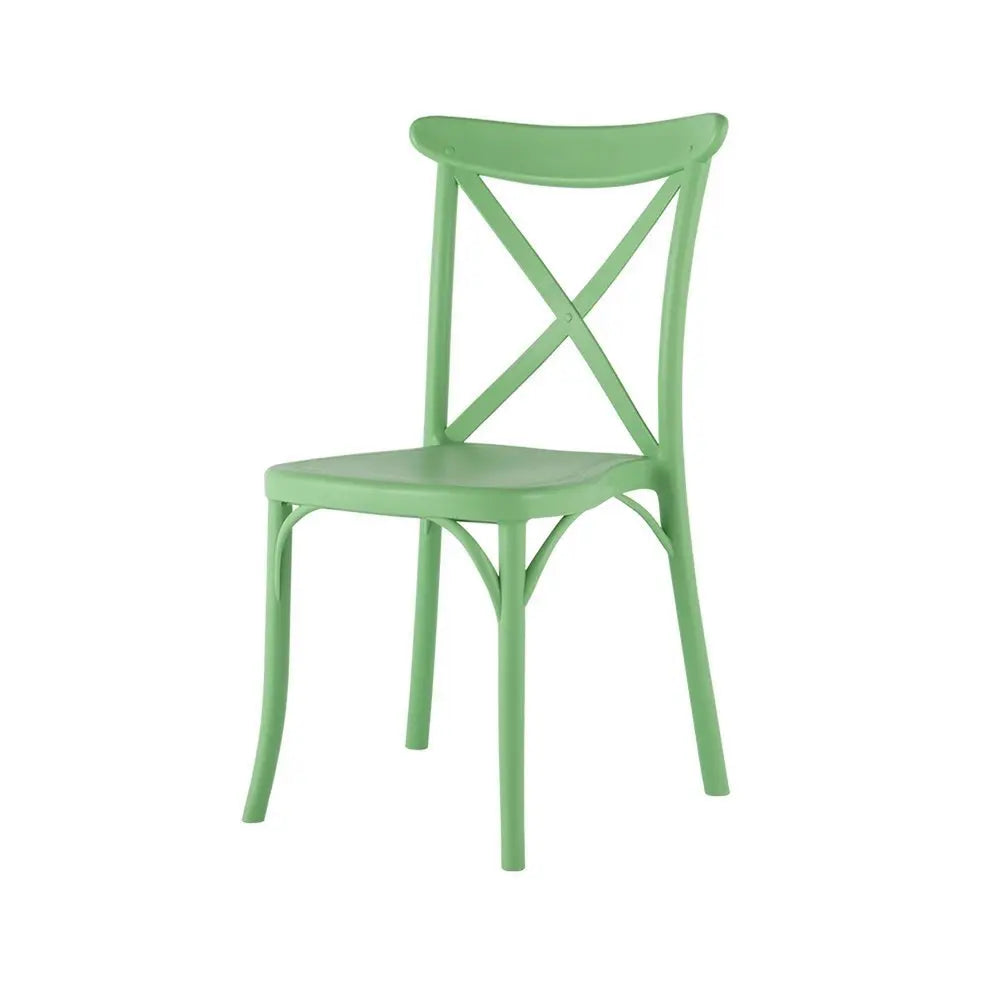 Set of Two Green Heavy Duty Plastic Outdoor Stacking Dining Chairs - NOBLE HOME INTERIORS
