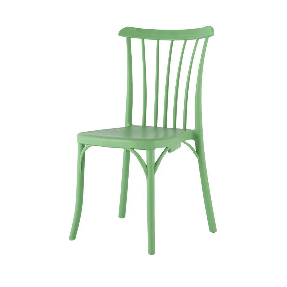 Set of Two Green Heavy Duty Plastic Outdoor Stacking Dining Chairs - NOBLE HOME INTERIORS