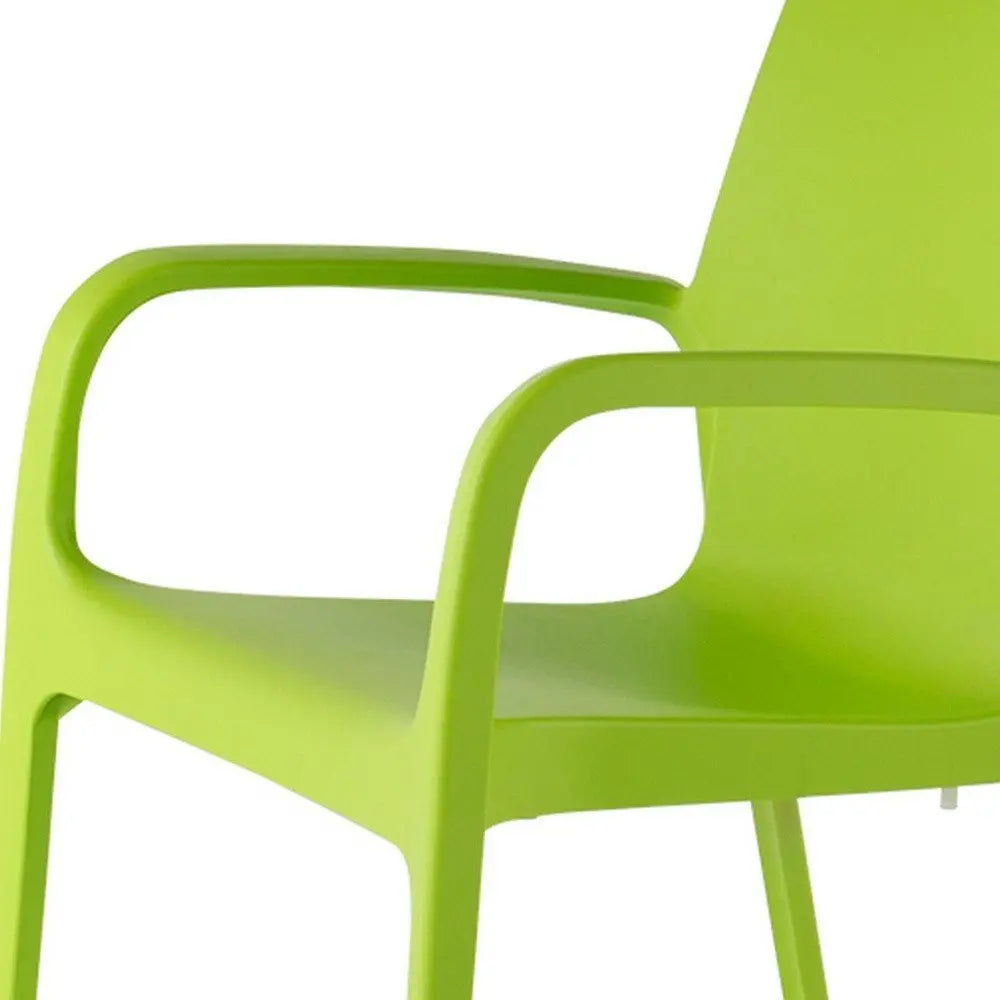Set of Two Green Heavy Duty Plastic Outdoor Stacking Dining Chairs - NOBLE HOME INTERIORS