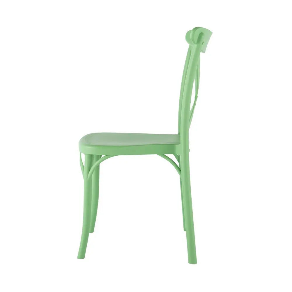 Set of Two Green Heavy Duty Plastic Outdoor Stacking Dining Chairs - NOBLE HOME INTERIORS