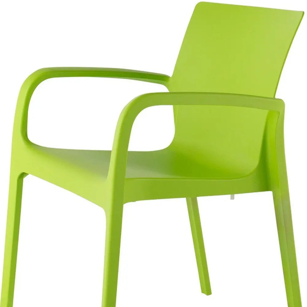 Set of Two Green Heavy Duty Plastic Outdoor Stacking Dining Chairs - NOBLE HOME INTERIORS