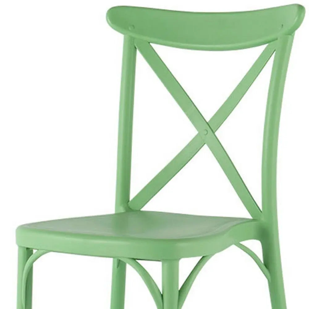 Set of Two Green Heavy Duty Plastic Outdoor Stacking Dining Chairs - NOBLE HOME INTERIORS