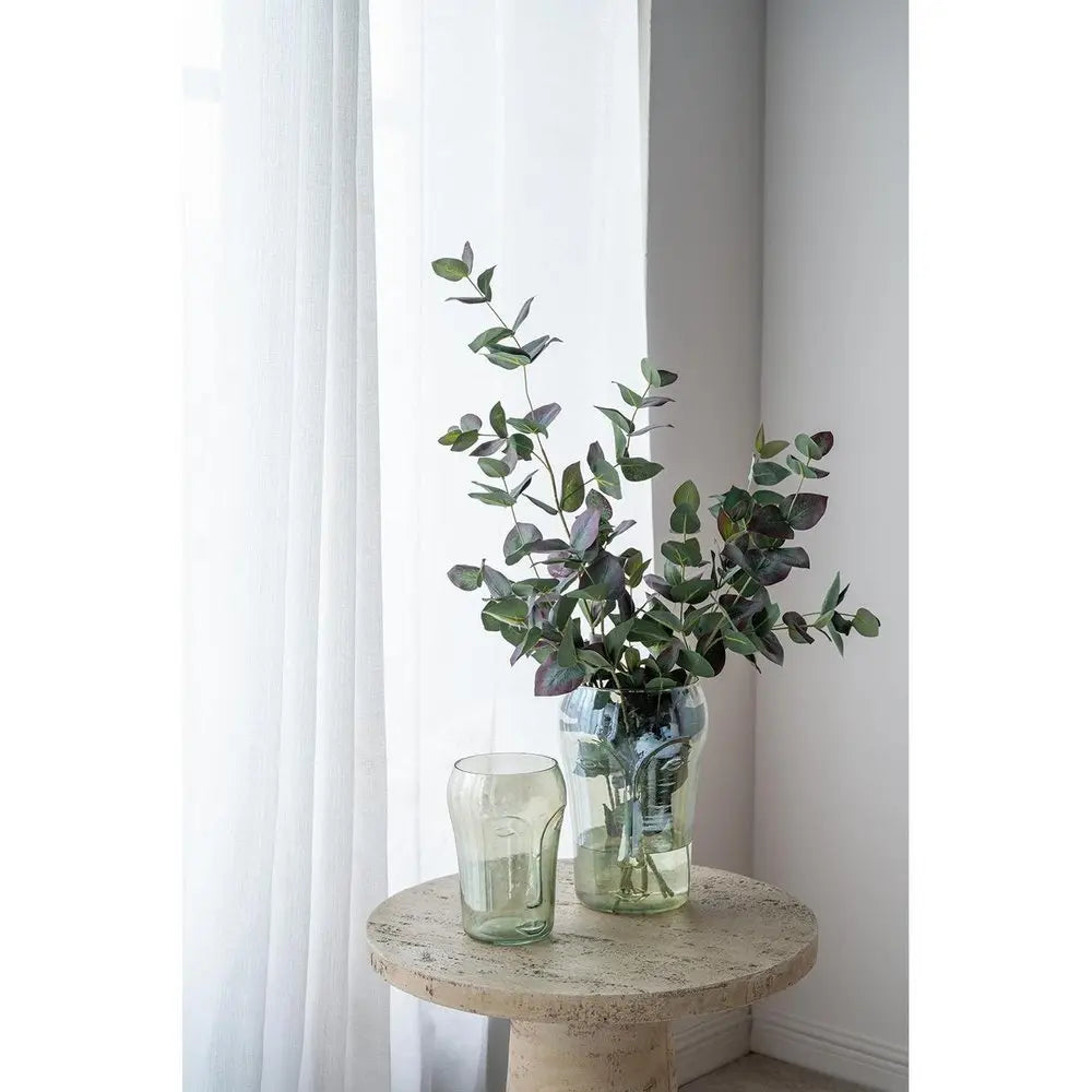 Set of Two Light Green Glass Modern Abstract Faces Table Vases - NOBLE HOME INTERIORS