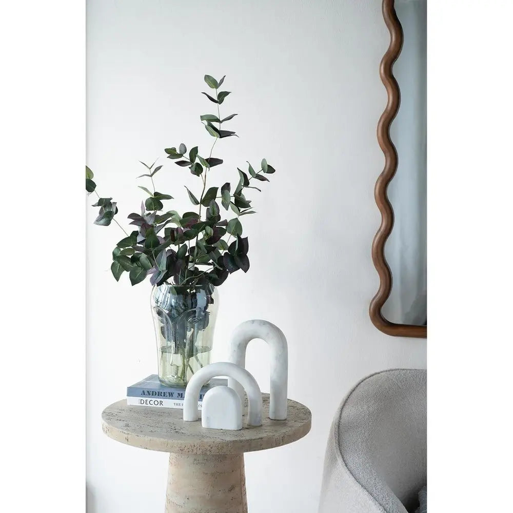 Set of Two Light Green Glass Modern Abstract Faces Table Vases - NOBLE HOME INTERIORS