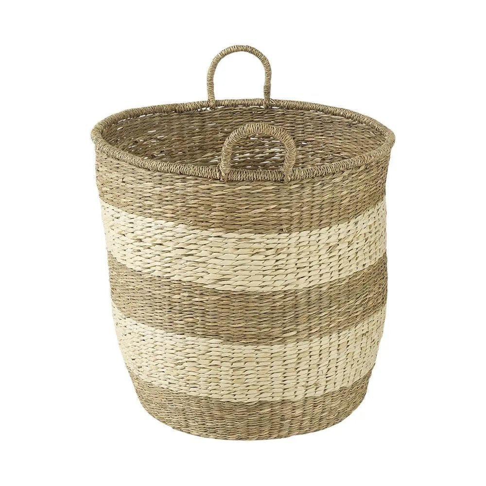 Set of Two Natural And Beige Wicker Basket - NOBLE HOME INTERIORS