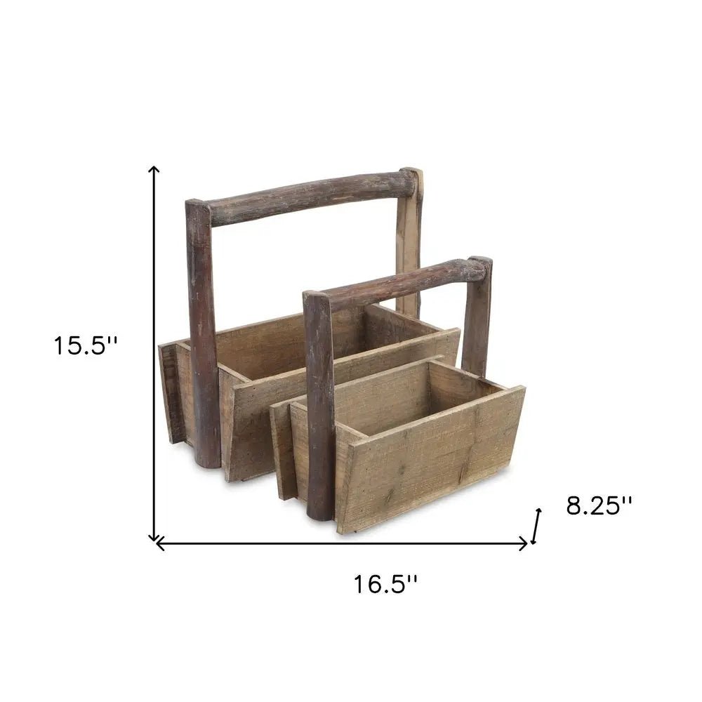 Set of Two Natural Solid Wood Cube or Bin - NOBLE HOME INTERIORS