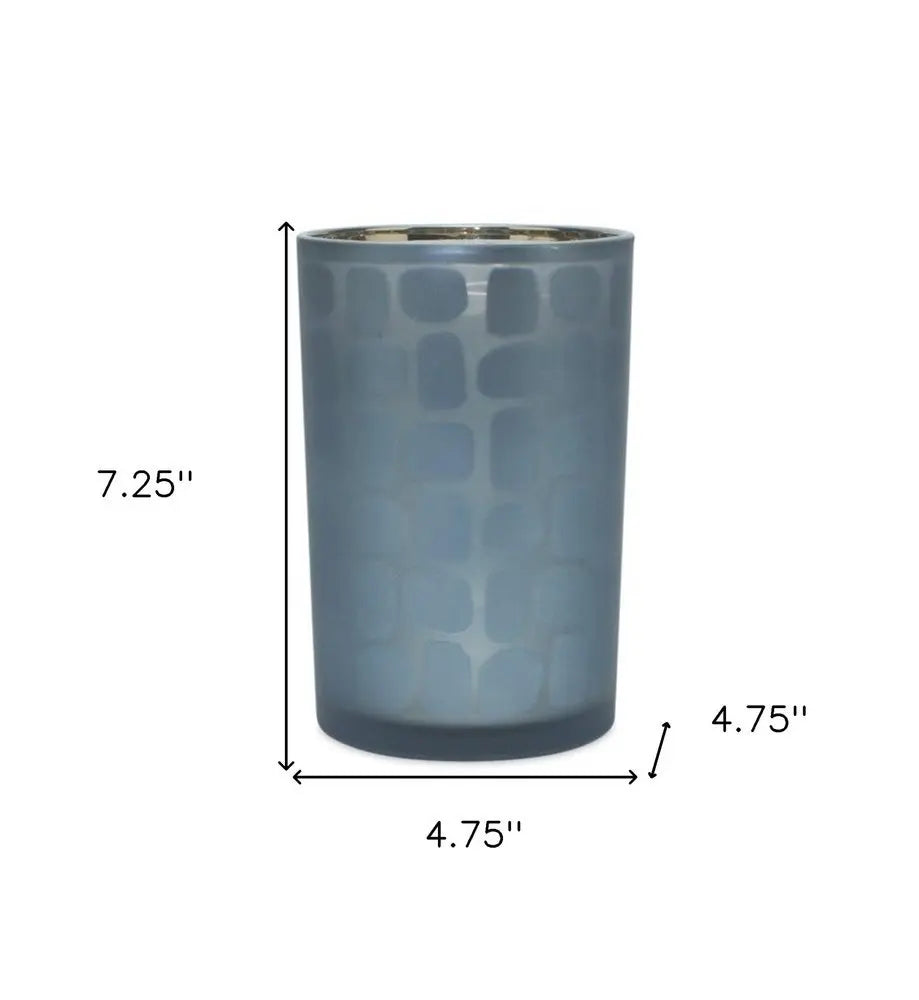 Set of Two Navy Blue Abstract Glass Tabletop Tealight Candle Holders - NOBLE HOME INTERIORS