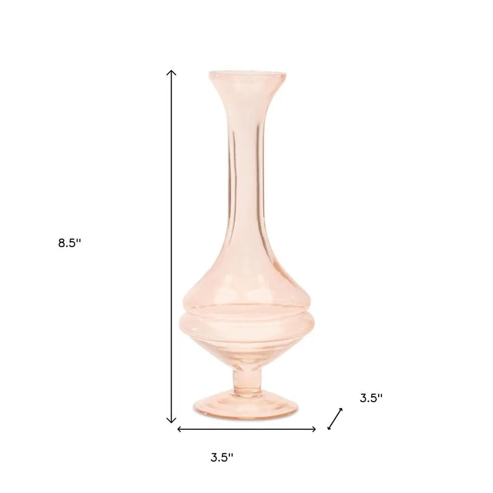 Set of Two Pink Trumpet Glass Table Vase - NOBLE HOME INTERIORS