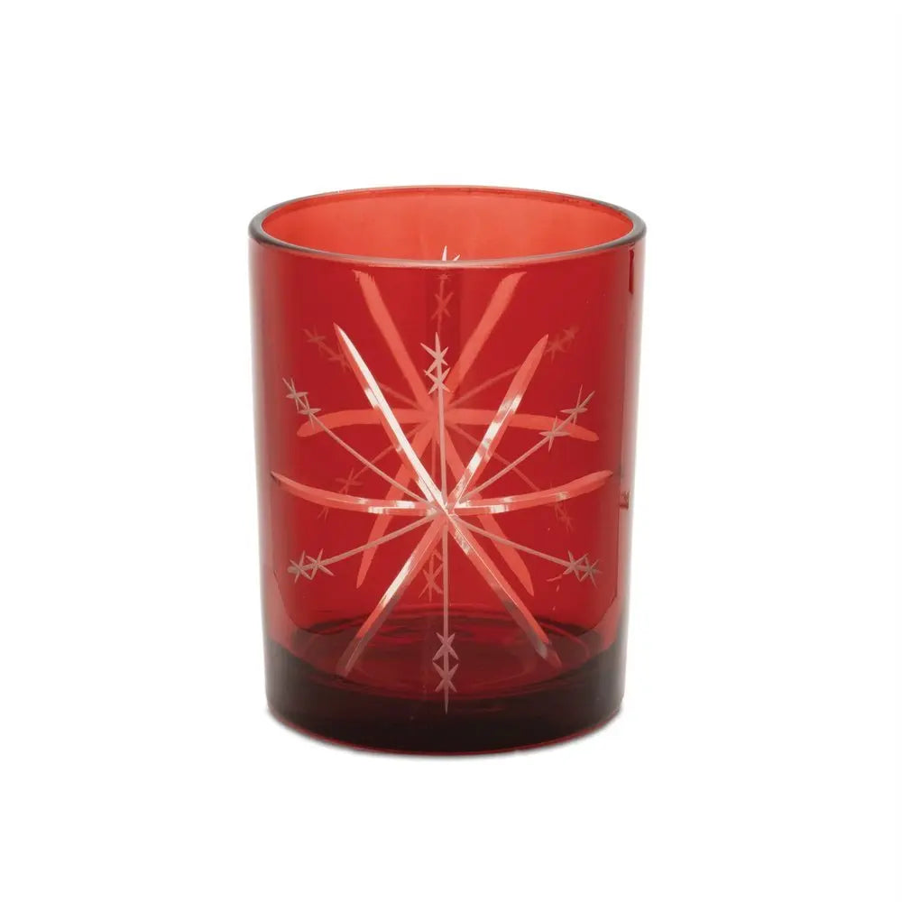 Set of Two Red Hammered Glass Tabletop Votive Candle Holders - NOVA HOME FURNITURE