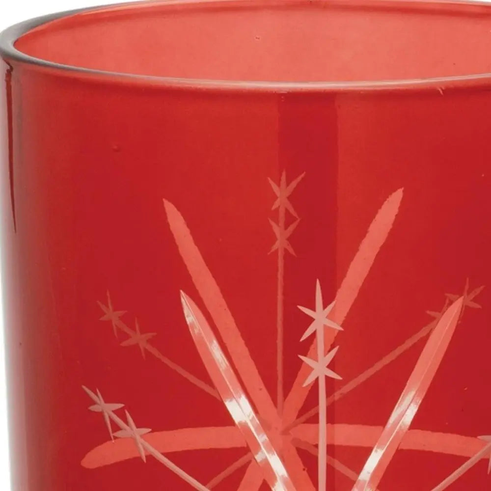 Set of Two Red Hammered Glass Tabletop Votive Candle Holders - NOVA HOME FURNITURE