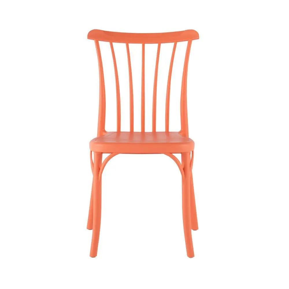 Set of Two Salmon Heavy Duty Plastic Outdoor Stacking Dining Chairs - NOBLE HOME INTERIORS