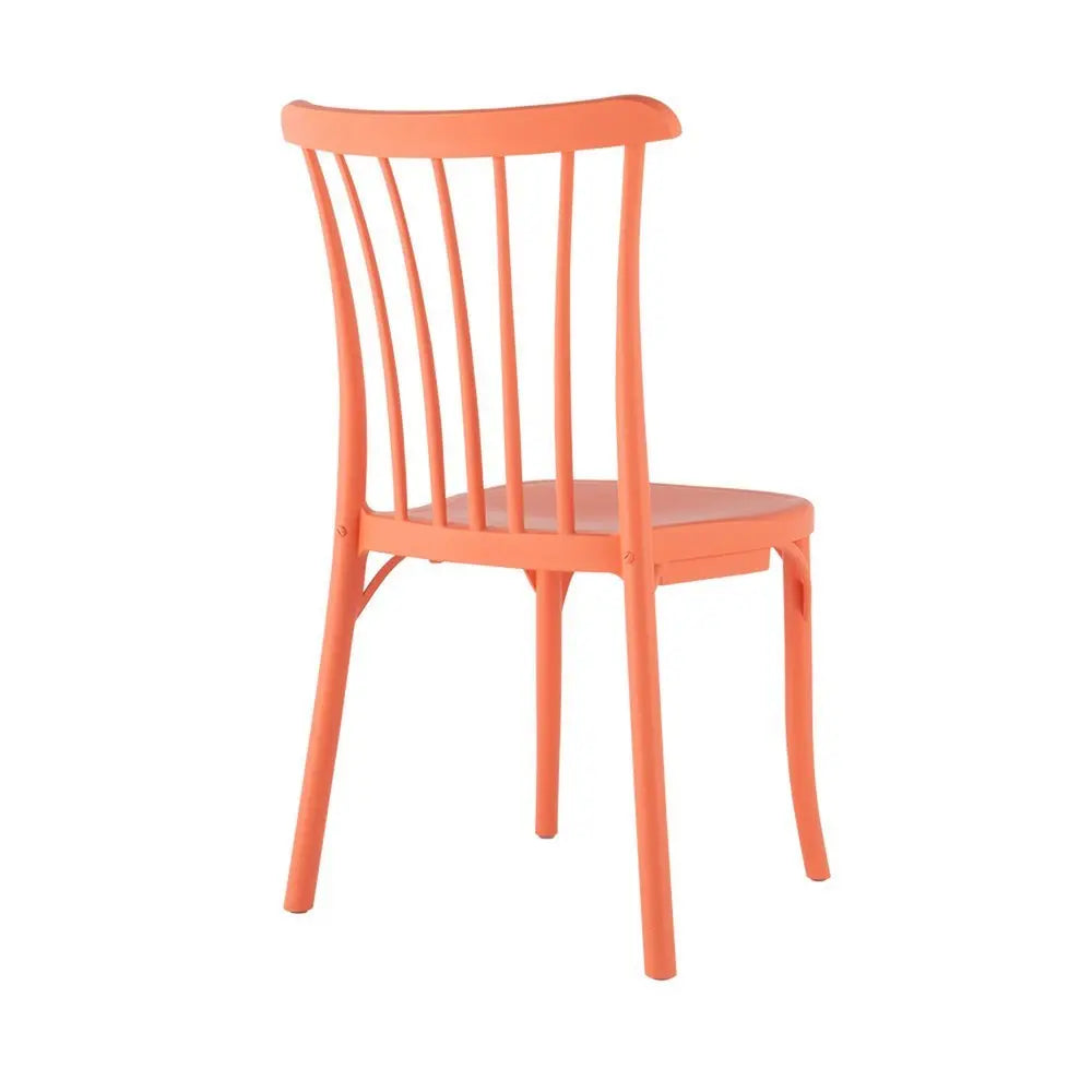 Set of Two Salmon Heavy Duty Plastic Outdoor Stacking Dining Chairs - NOBLE HOME INTERIORS