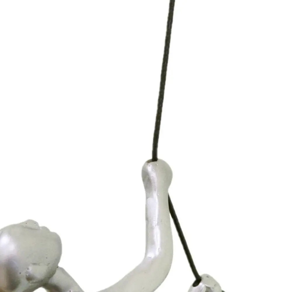 Set of Two Silver Resin Climbing Man Hanging Dimensional Sculpture - NOBLE HOME INTERIORS