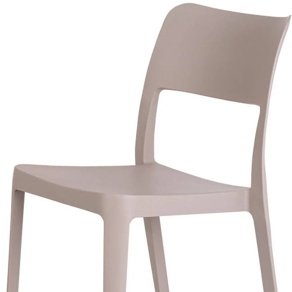 Set of Two Taupe Heavy Duty Plastic Outdoor Stacking Accent Chairs - NOBLE HOME INTERIORS