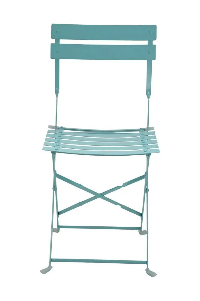 Set of Two Teal Blue Aluminum Outdoor Folding Dining Chairs - NOBLE HOME INTERIORS