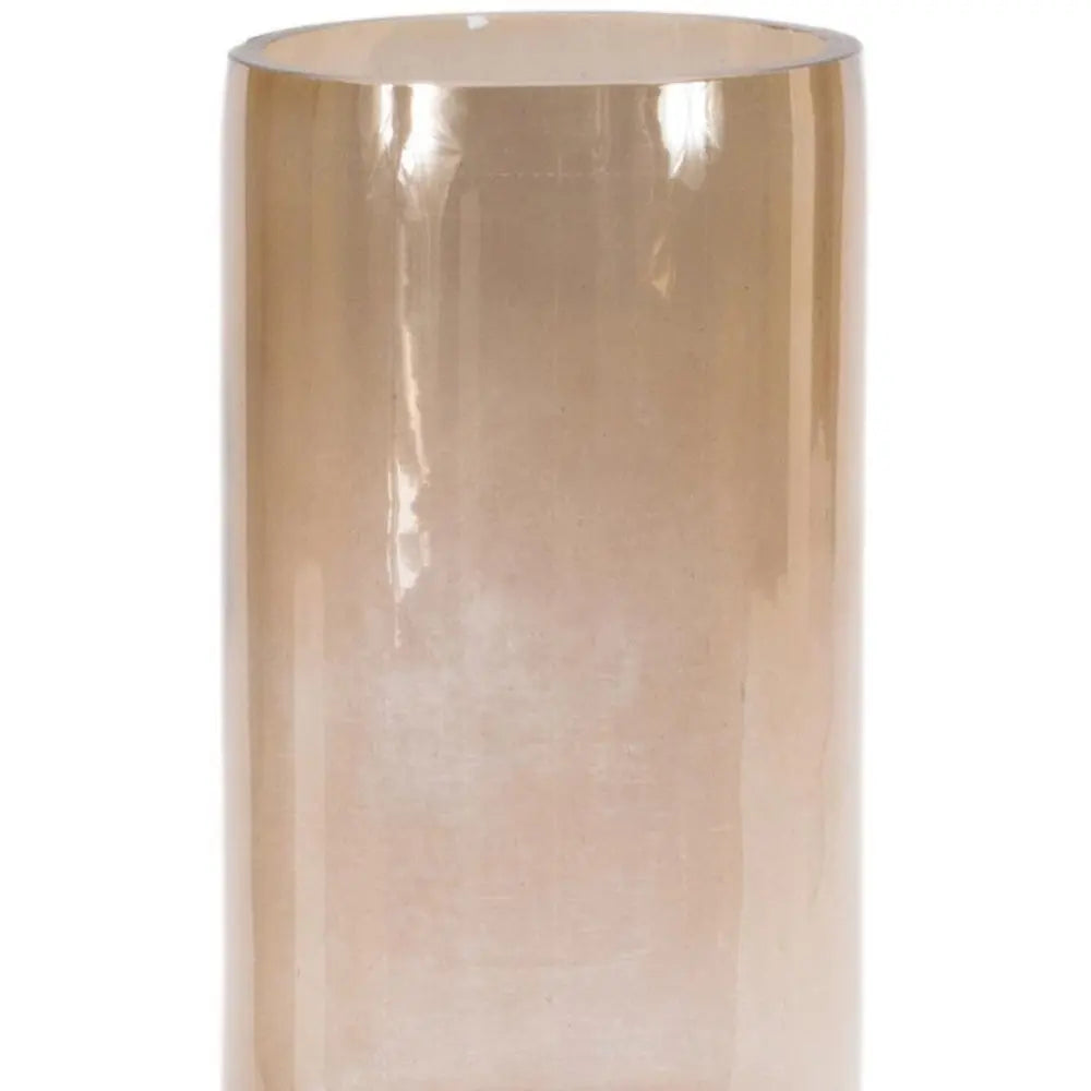 Set of Two Translucent Taupe Glass Cylinder Table Vases - NOBLE HOME INTERIORS