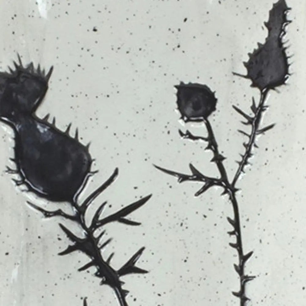 Set of Two White And Black Floral Round Ceramic Jar - NOBLE HOME INTERIORS