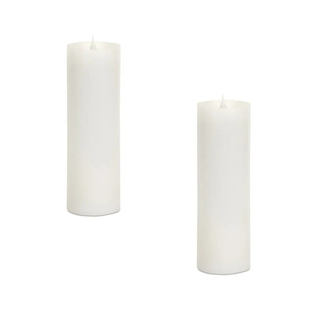 Set of Two White Flameless Pillar Candle - NOBLE HOME INTERIORS