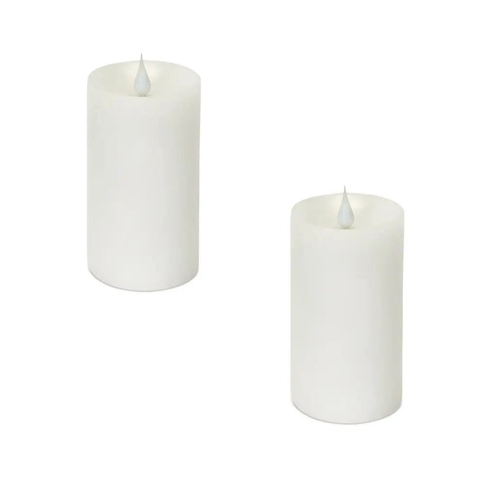 Set of Two White Flameless Pillar Candle - NOBLE HOME INTERIORS