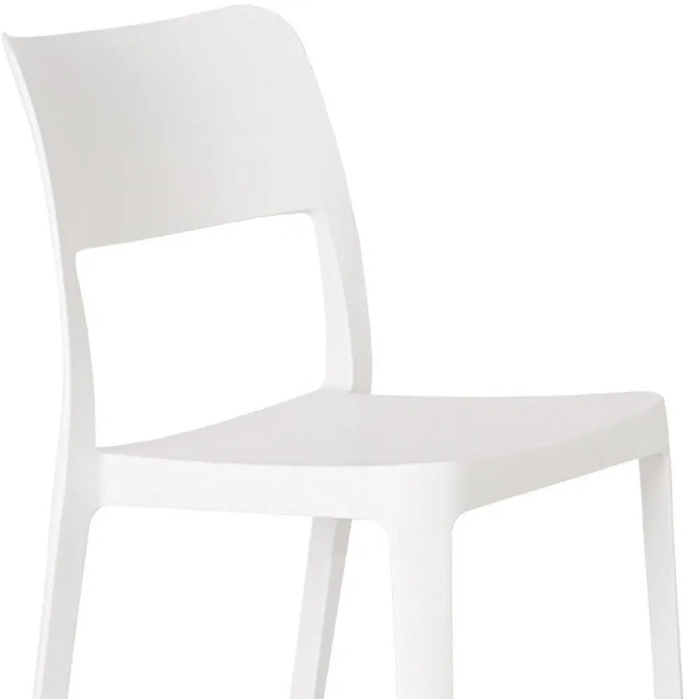 Set of Two White Heavy Duty Plastic Outdoor Stacking Accent Chairs - NOBLE HOME INTERIORS
