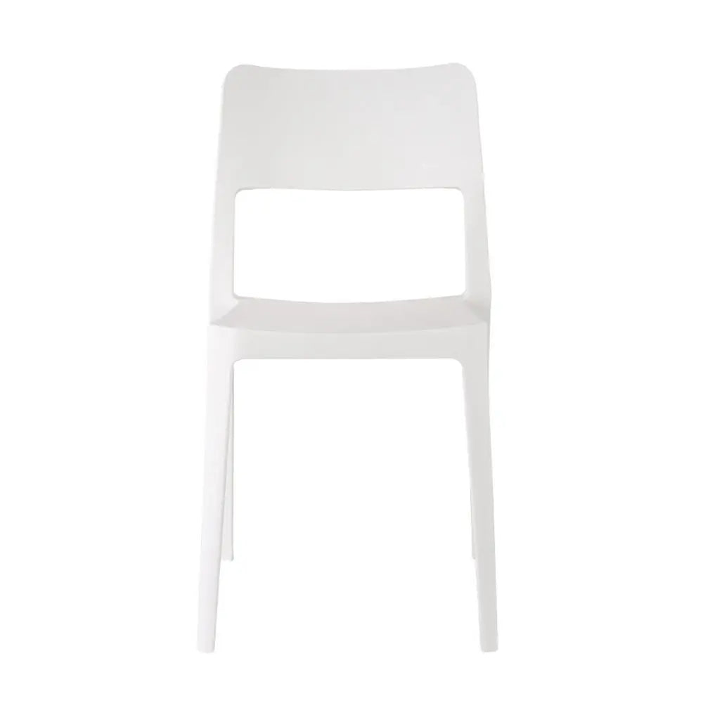 Set of Two White Heavy Duty Plastic Outdoor Stacking Accent Chairs - NOBLE HOME INTERIORS