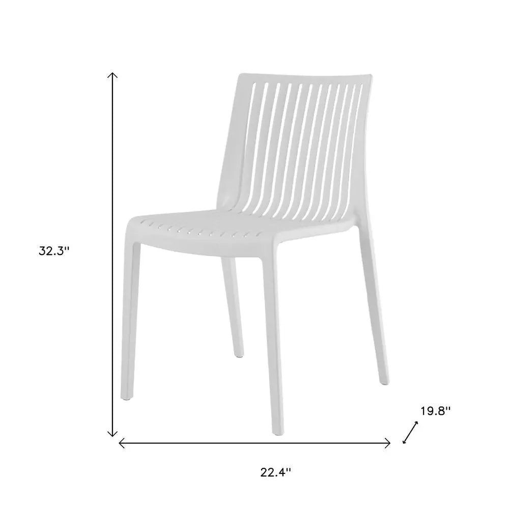 Set of Two White Heavy Duty Plastic Outdoor Stacking Accent Chairs - NOBLE HOME INTERIORS