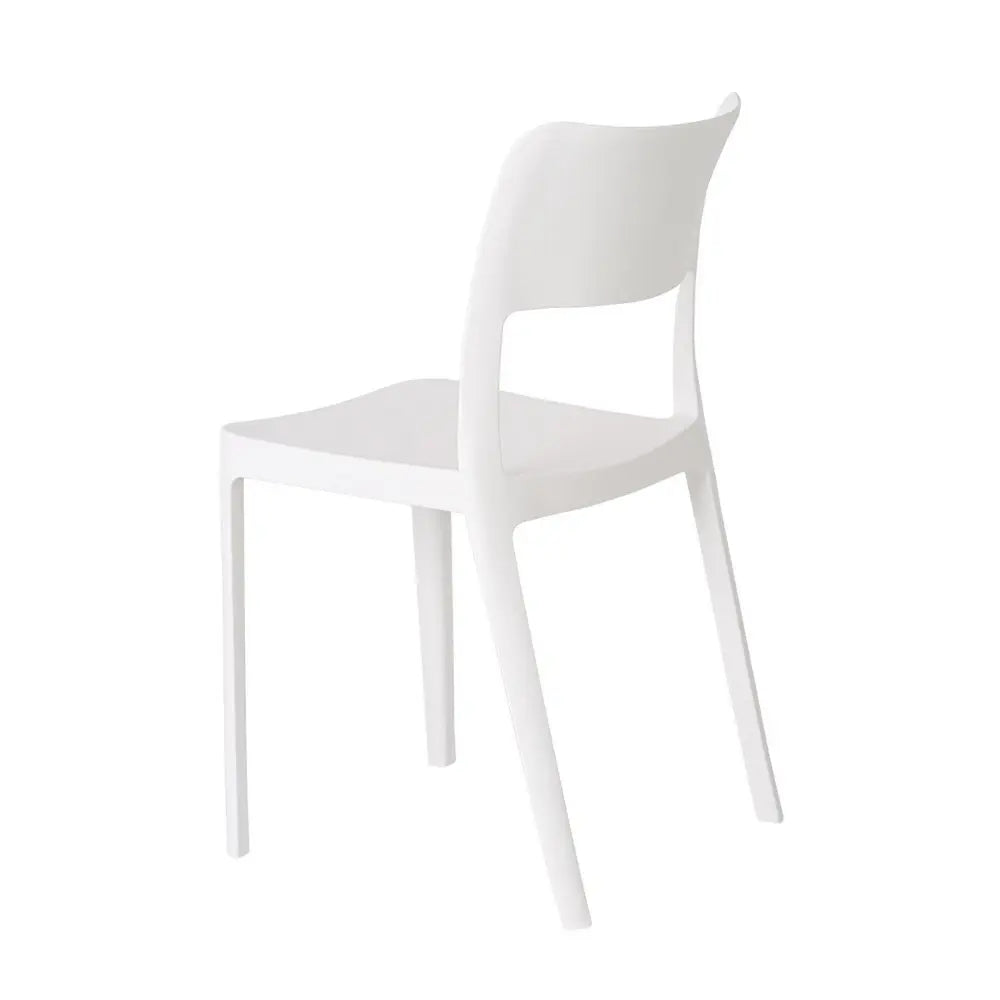 Set of Two White Heavy Duty Plastic Outdoor Stacking Accent Chairs - NOBLE HOME INTERIORS