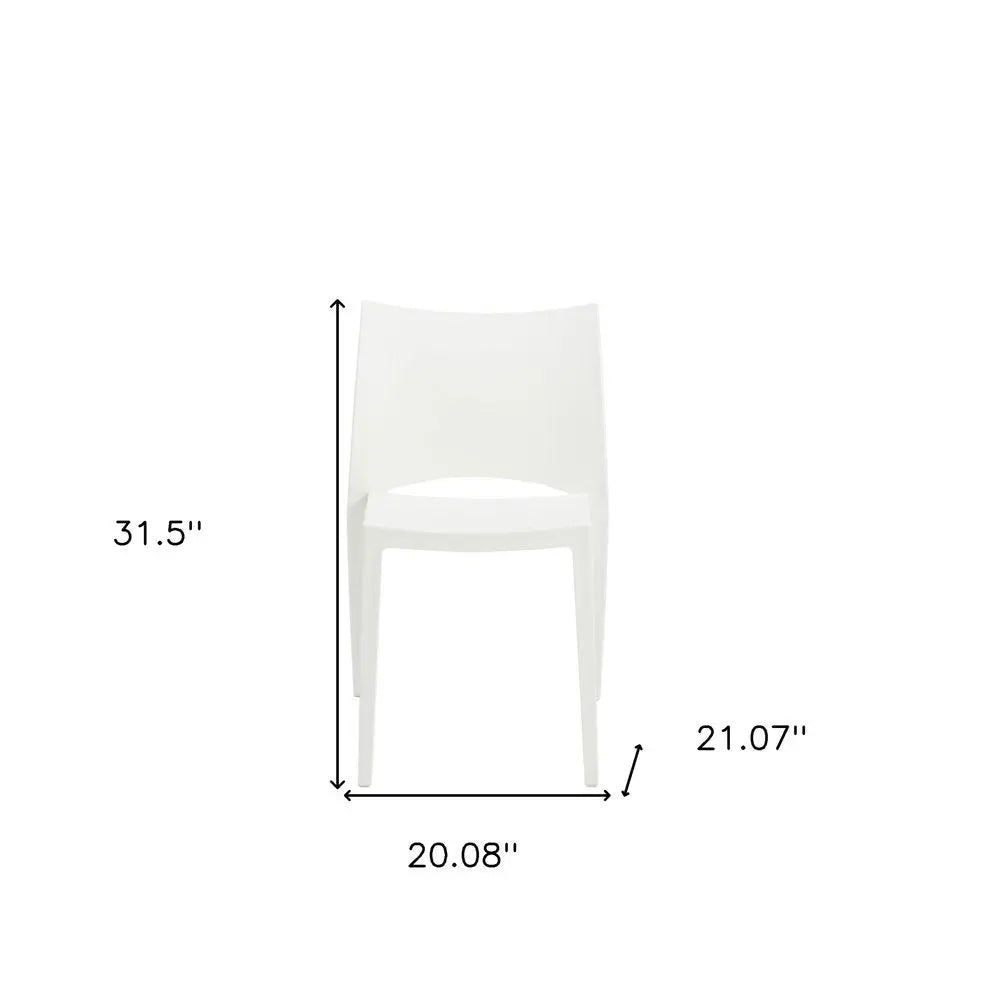 Set of Two White Heavy Duty Plastic Outdoor Stacking Dining Chairs - NOBLE HOME INTERIORS