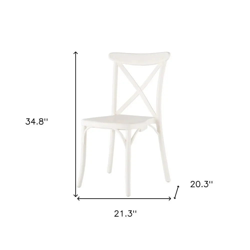 Set of Two White Heavy Duty Plastic Outdoor Stacking Dining Chairs - NOBLE HOME INTERIORS