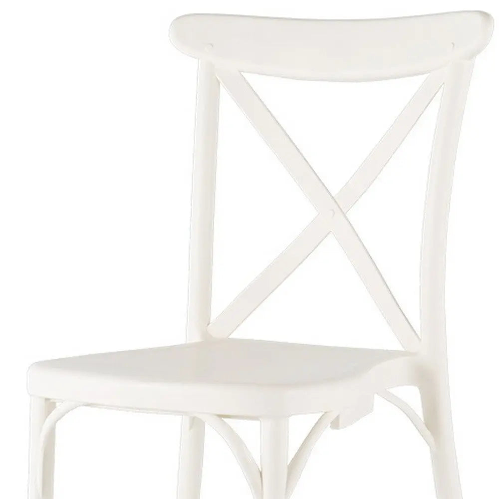 Set of Two White Heavy Duty Plastic Outdoor Stacking Dining Chairs - NOBLE HOME INTERIORS